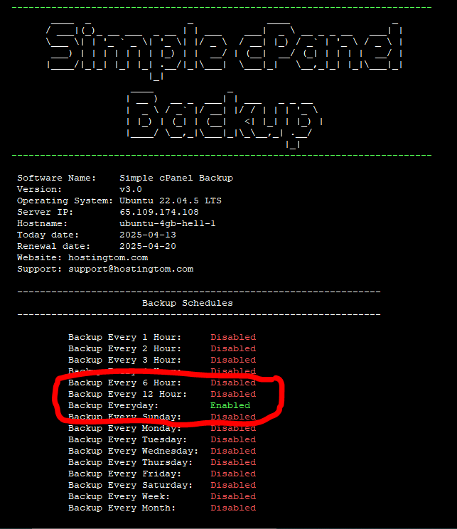 simple cpanel backup everyday