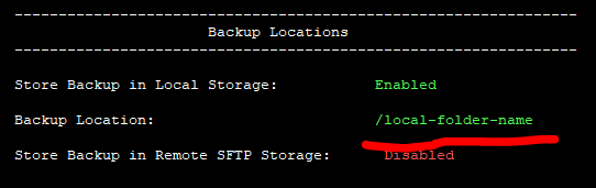 simple cpanel backup local backup location folder enabled