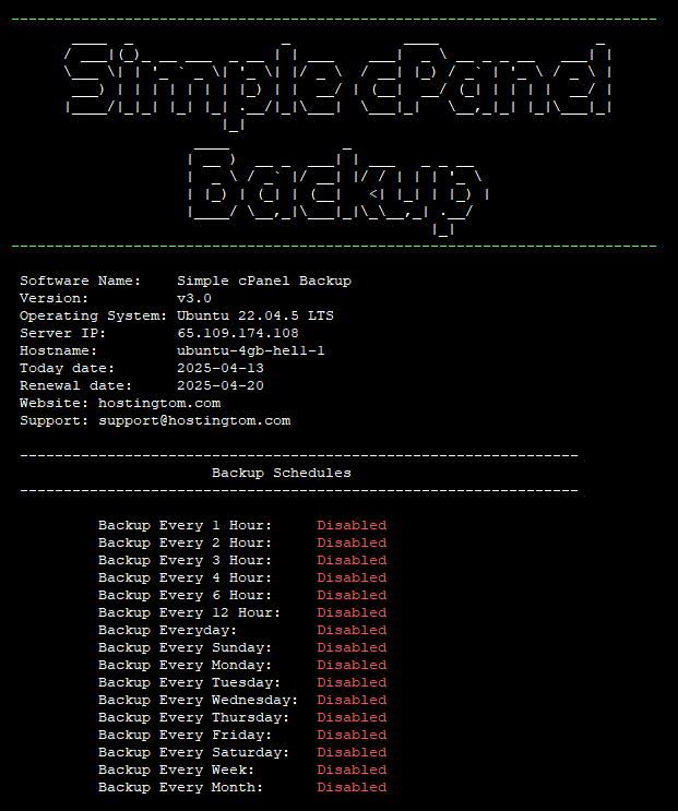 simple cpanel backup schedules