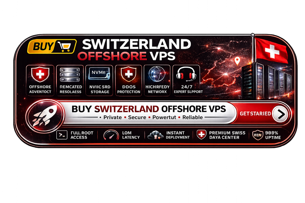 Best Switzerland Offshore VPS Hosting in 2026 featuring secure NVMe VPS servers, DDoS protection, full root access, Swiss data centers, and 24/7 support.