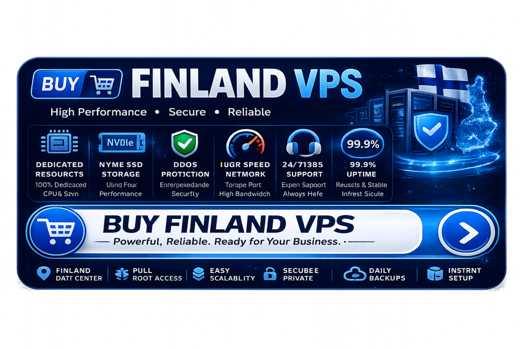 Buy Finland VPS Hosting from HostingTom with NVMe SSD, DDoS Protection, Full Root Access, and High-Speed Finland Data Centers