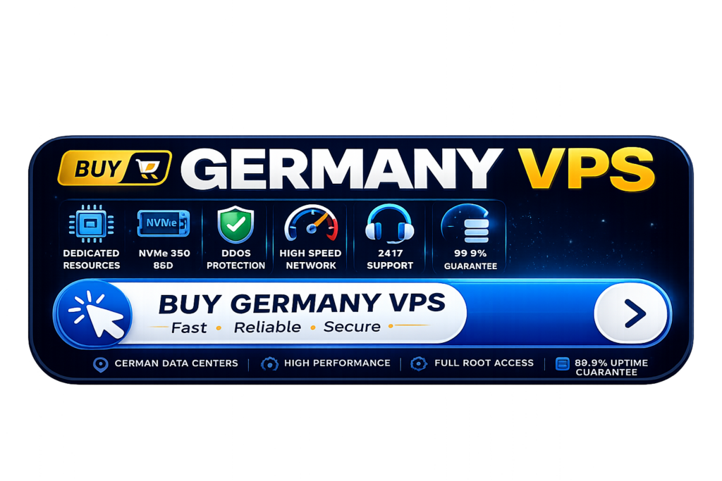 Buy Germany VPS hosting with NVMe SSD, dedicated resources, DDoS protection, and high-speed 1 Gbps network from HostingTom.